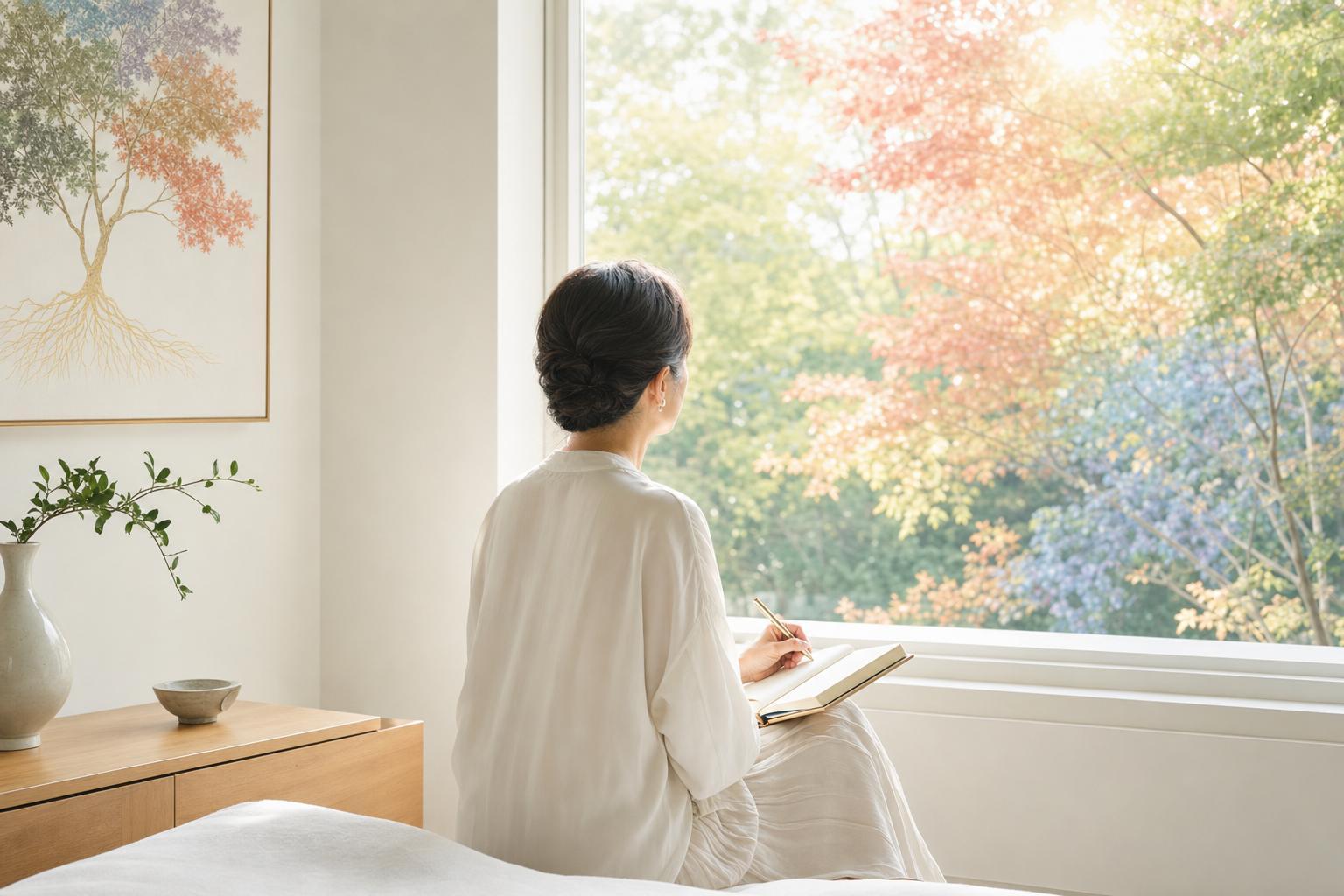 窓辺で静かに自分と向き合う女性